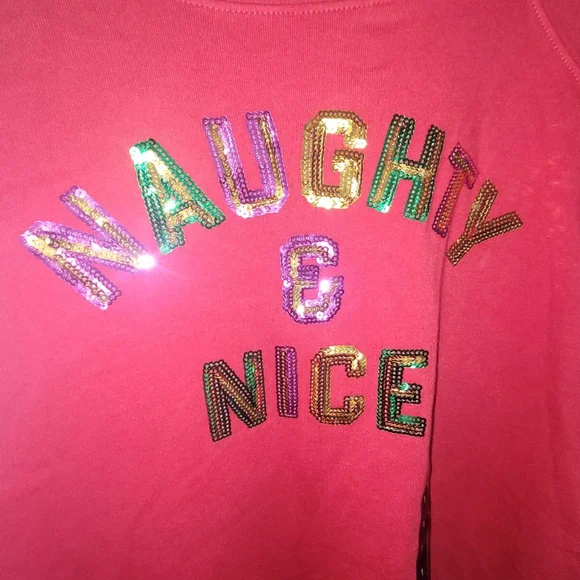 Women's Torrid Naughty & Nice Christmas Sweatshirt Plus 1X Red Multicolor - Picture 4 of 6